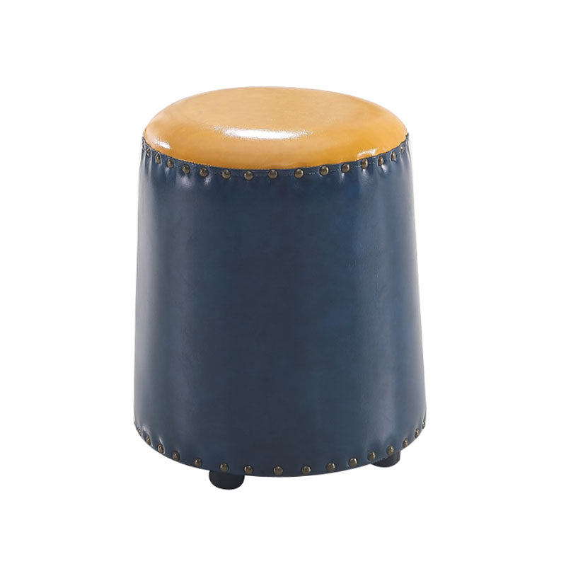 Leather Yellow Pouf Modern Stain Resistant Round Indoor Pouf