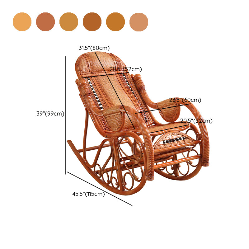 Traditional Rocking Chair Solid Wood Wicker Detail Recliner Chair for Living Room
