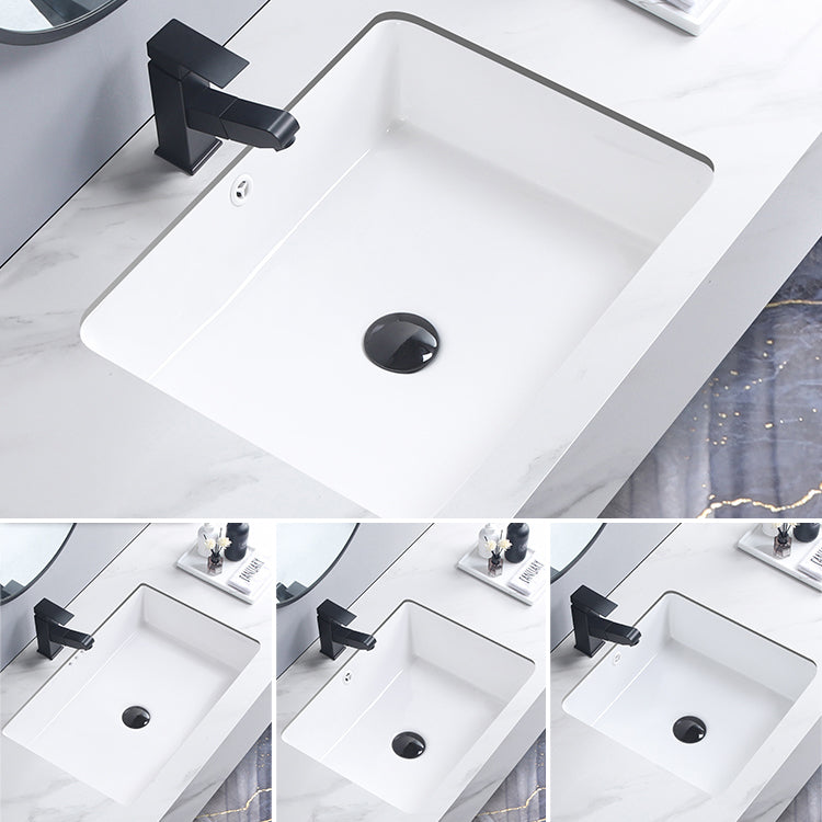 Modern Bathroom Sink Pop-Up Drain Porcelain Rectangular Vessel Bathroom Sink