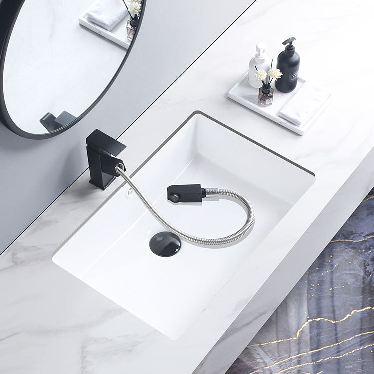 Modern Bathroom Sink Pop-Up Drain Porcelain Rectangular Vessel Bathroom Sink