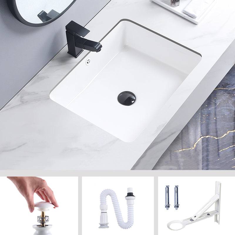 Modern Bathroom Sink Pop-Up Drain Porcelain Rectangular Vessel Bathroom Sink