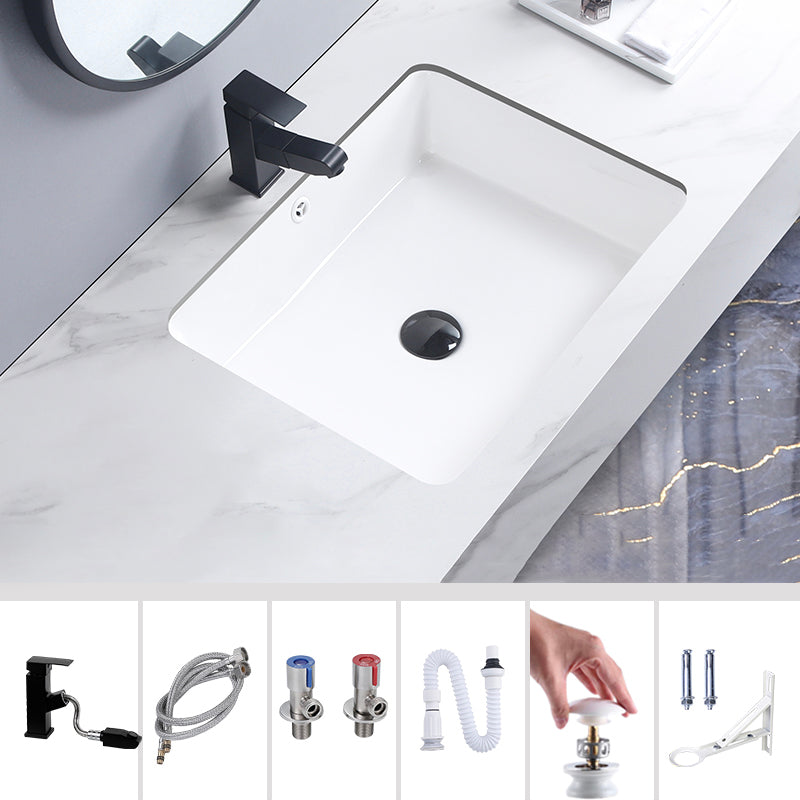 Modern Bathroom Sink Pop-Up Drain Porcelain Rectangular Vessel Bathroom Sink