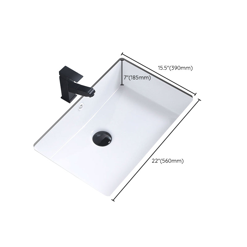 Modern Bathroom Sink Pop-Up Drain Porcelain Rectangular Vessel Bathroom Sink