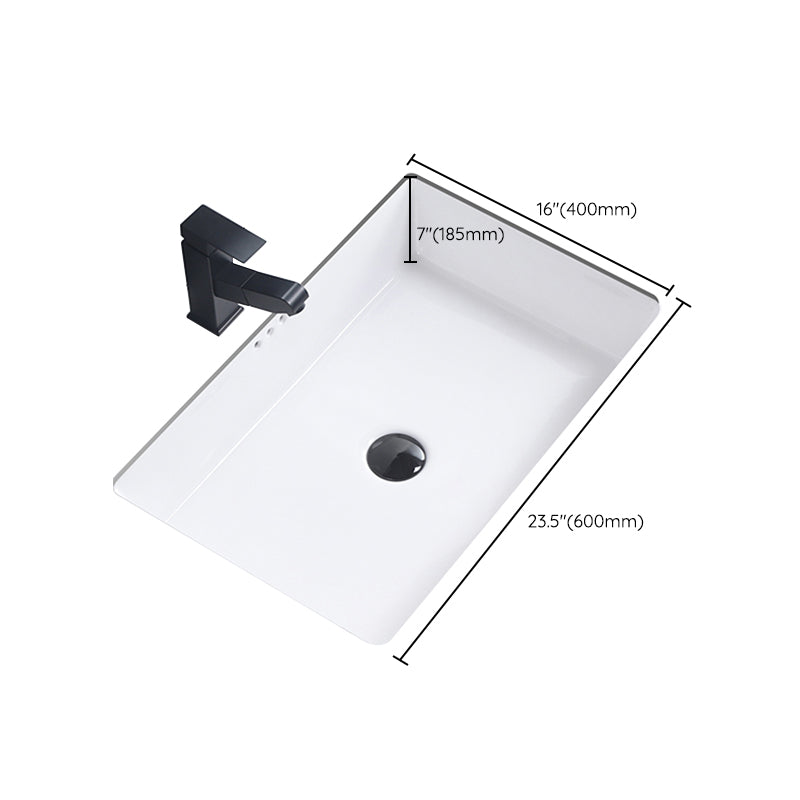 Modern Bathroom Sink Pop-Up Drain Porcelain Rectangular Vessel Bathroom Sink