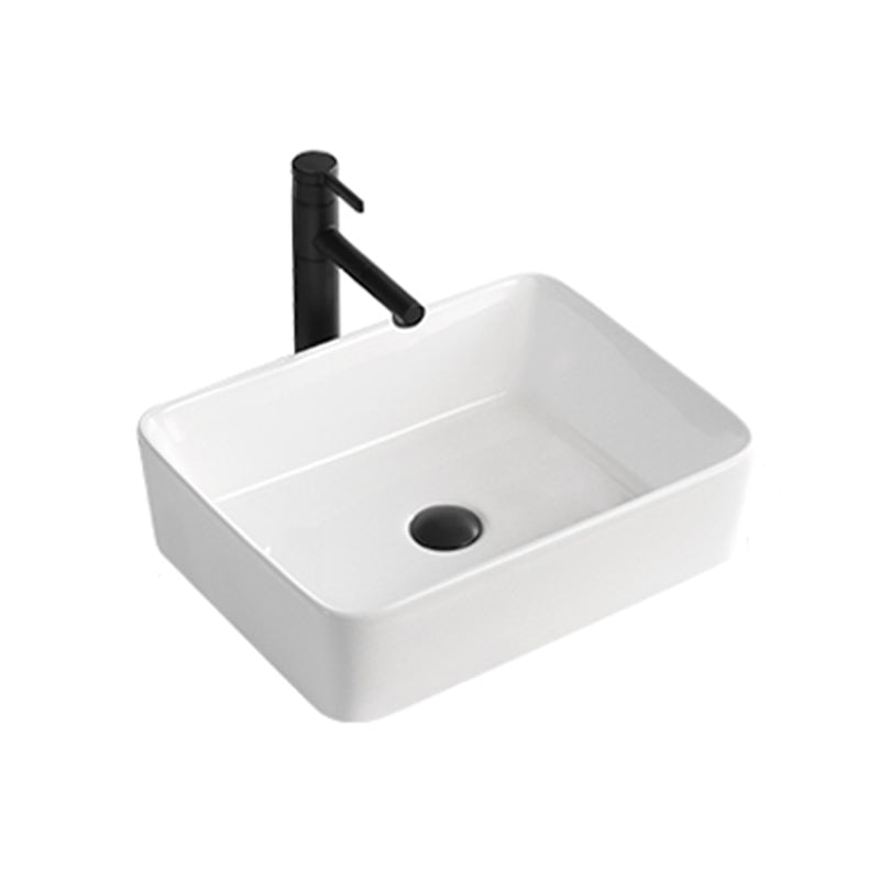 Contemporary Bathroom Sink Porcelain Solid Color Rectangular Vessel Bathroom Sink