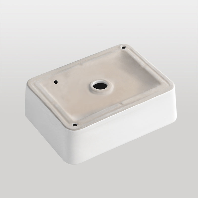 Contemporary Bathroom Sink Porcelain Solid Color Rectangular Vessel Bathroom Sink
