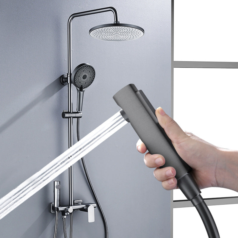 Wall Mounted Modern Square Metal Shower Adjustable Shower Head Shower Faucet