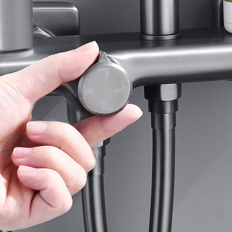 Wall Mounted Modern Square Metal Shower Adjustable Shower Head Shower Faucet