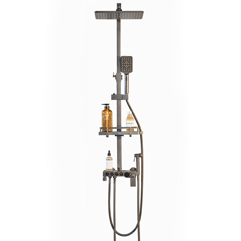 Modern Gray Shower Set 2 Shower Heads Shower System for Bathroom
