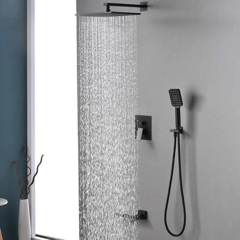 Square Black Spot Resist Shower Faucet Shower Arm Shower with Handheld Shower Head