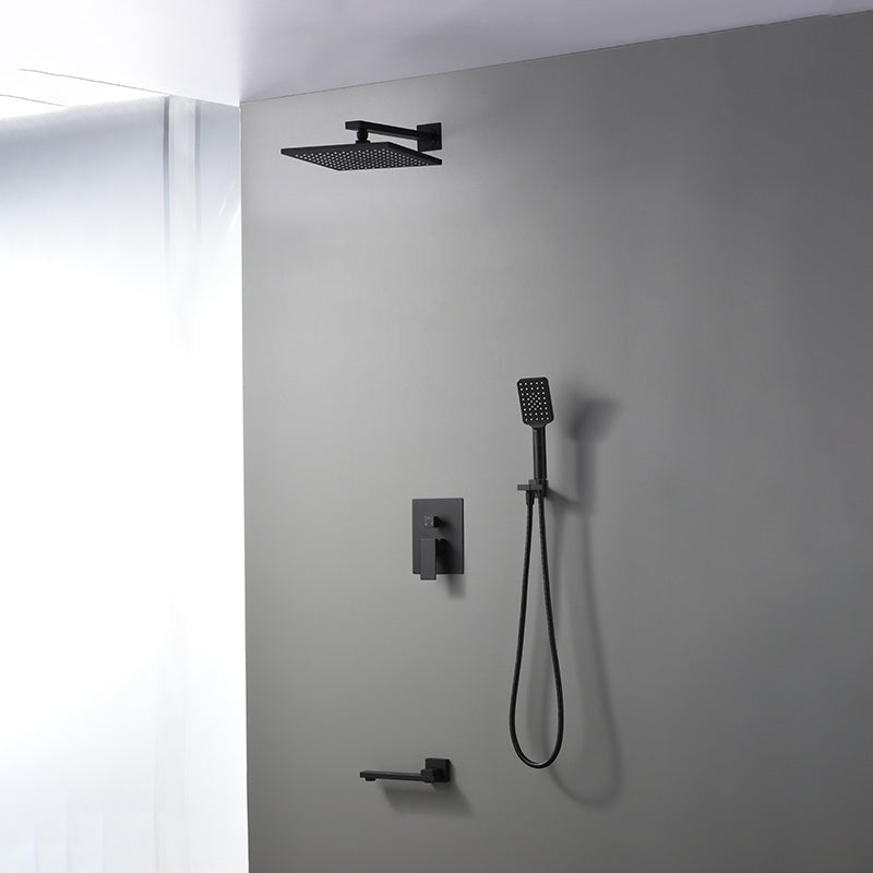 Square Black Spot Resist Shower Faucet Shower Arm Shower with Handheld Shower Head
