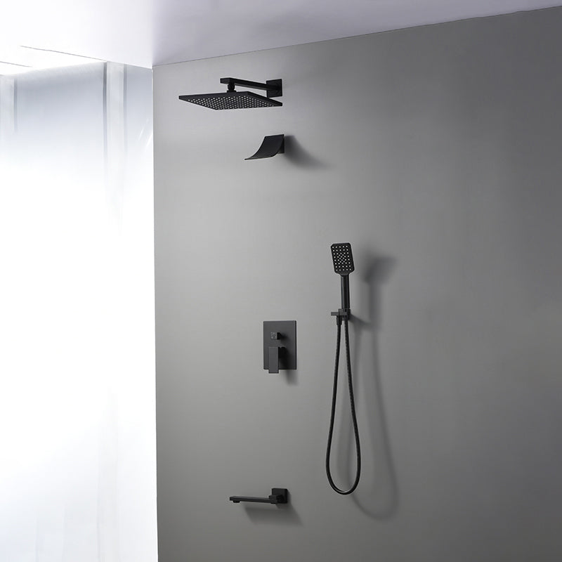 Square Black Spot Resist Shower Faucet Shower Arm Shower with Handheld Shower Head