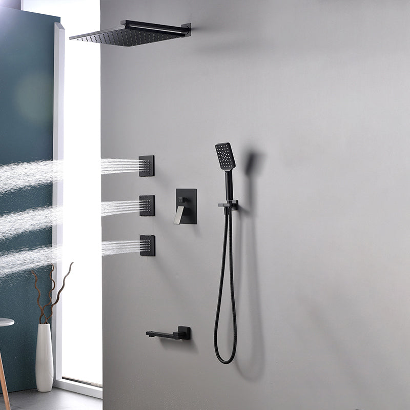 Square Black Spot Resist Shower Faucet Shower Arm Shower with Handheld Shower Head
