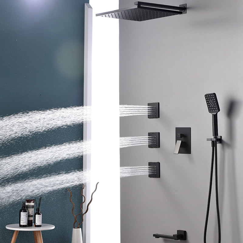 Square Black Spot Resist Shower Faucet Shower Arm Shower with Handheld Shower Head