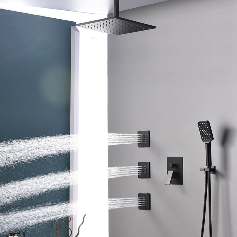 Square Black Spot Resist Shower Faucet Shower Arm Shower with Handheld Shower Head