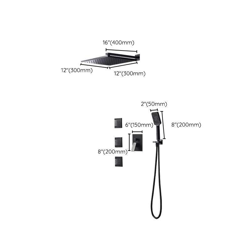 Square Black Spot Resist Shower Faucet Shower Arm Shower with Handheld Shower Head
