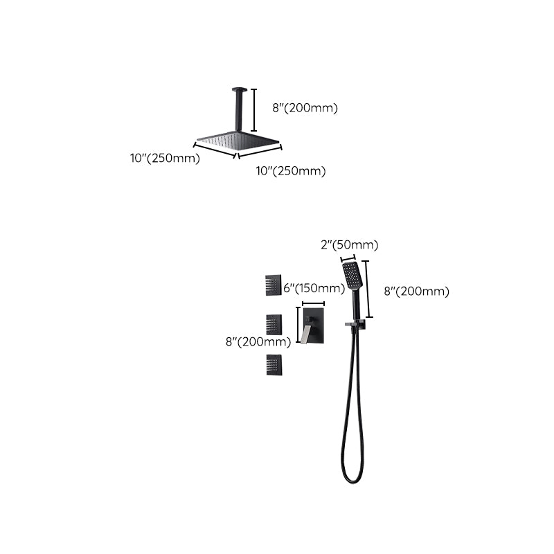 Square Black Spot Resist Shower Faucet Shower Arm Shower with Handheld Shower Head
