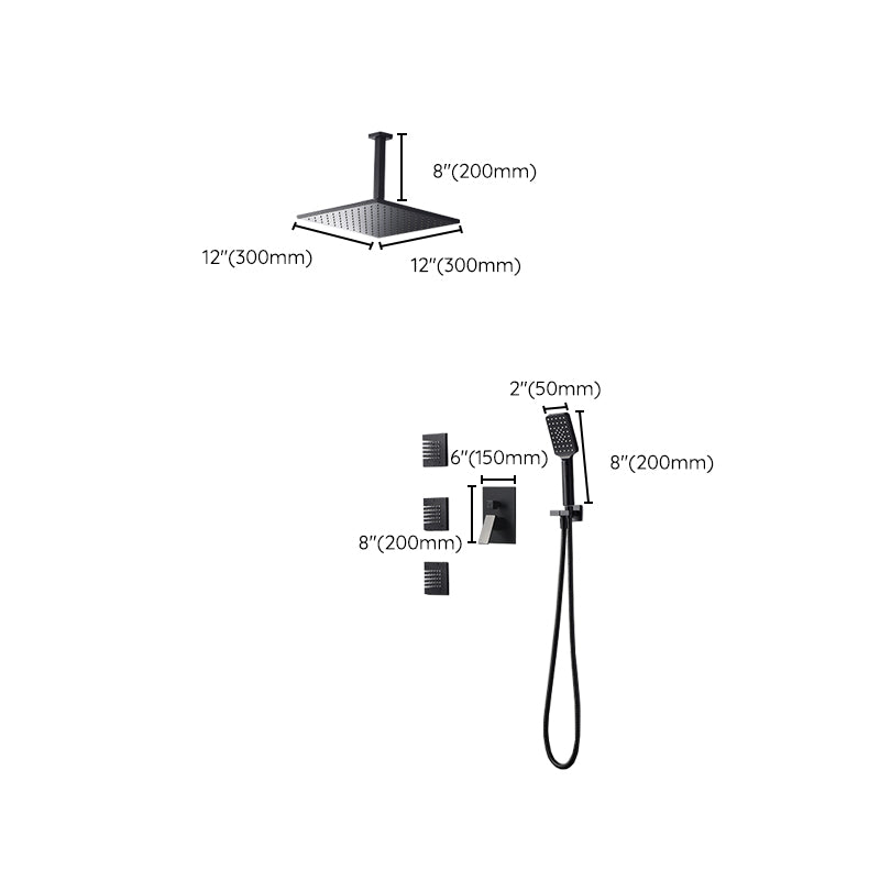 Square Black Spot Resist Shower Faucet Shower Arm Shower with Handheld Shower Head