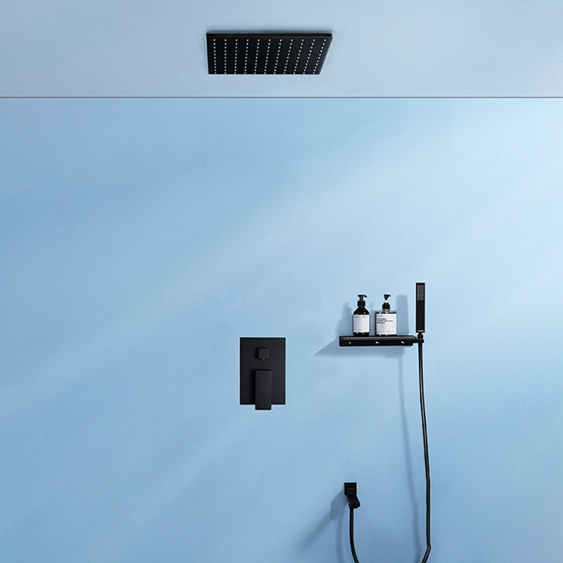 Modern Shower Faucet Adjustable Water Flow Rain Shower Head Shower System in Black