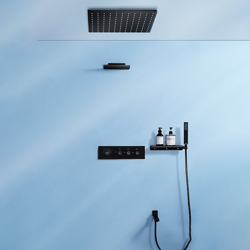 Modern Shower Faucet Adjustable Water Flow Rain Shower Head Shower System in Black
