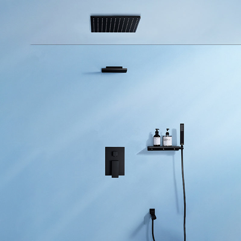 Modern Shower Faucet Adjustable Water Flow Rain Shower Head Shower System in Black
