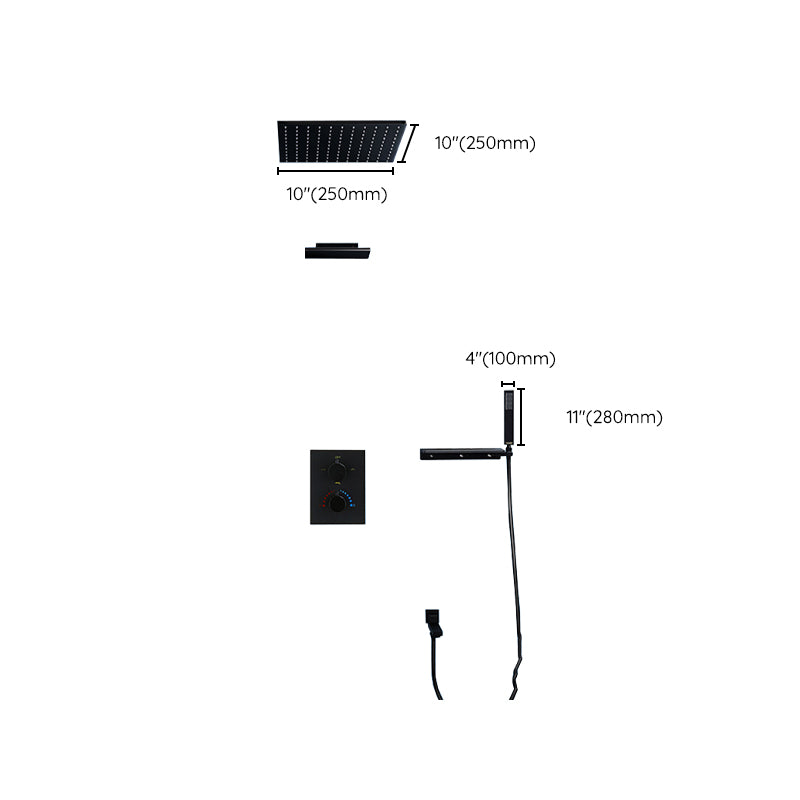 Modern Shower Faucet Adjustable Water Flow Rain Shower Head Shower System in Black