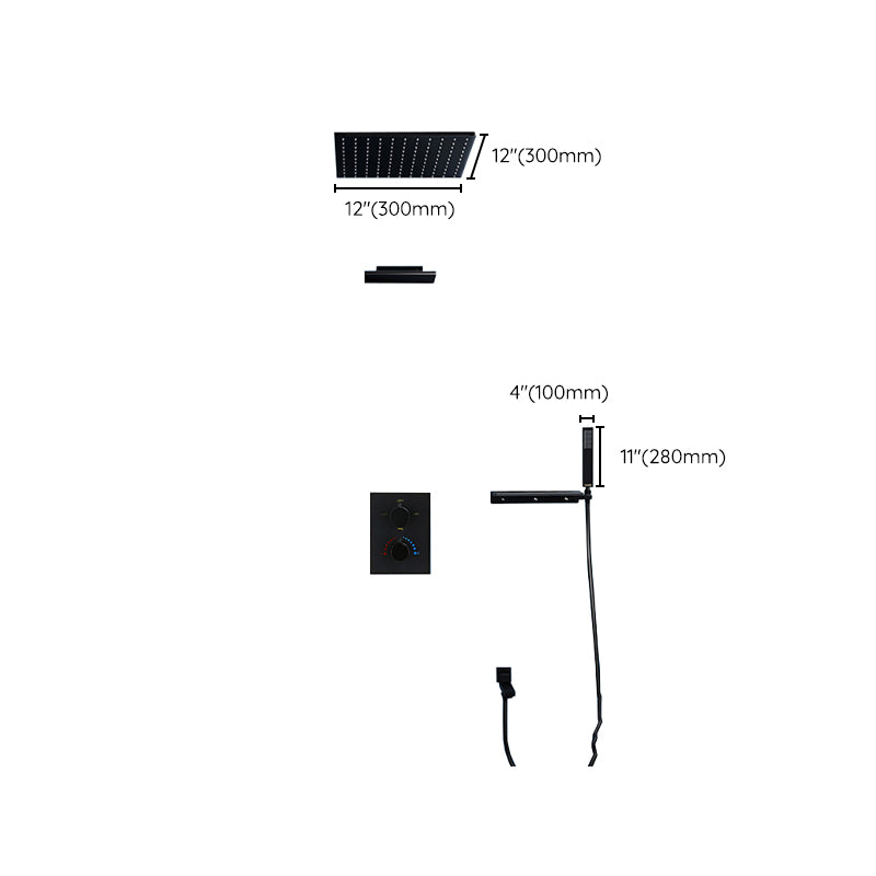 Modern Shower Faucet Adjustable Water Flow Rain Shower Head Shower System in Black