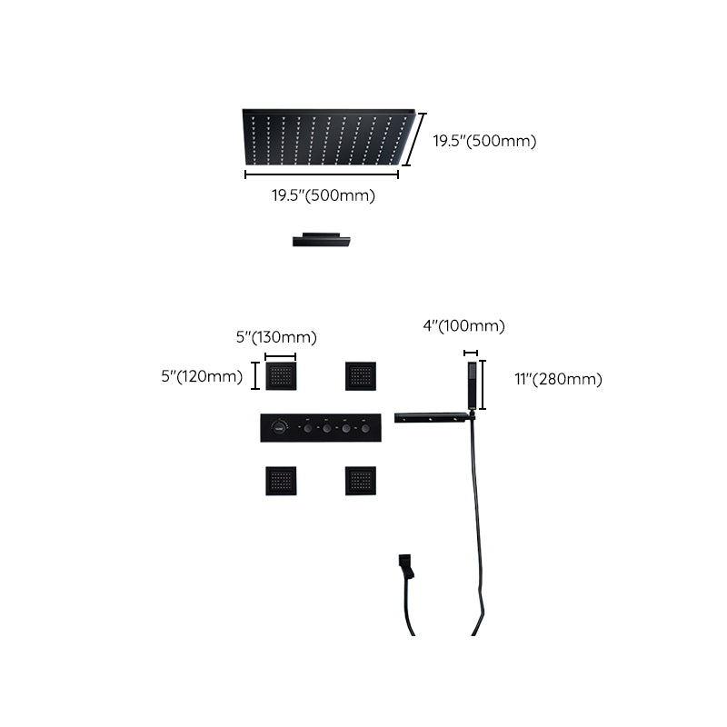 Modern Shower Faucet Adjustable Water Flow Rain Shower Head Shower System in Black
