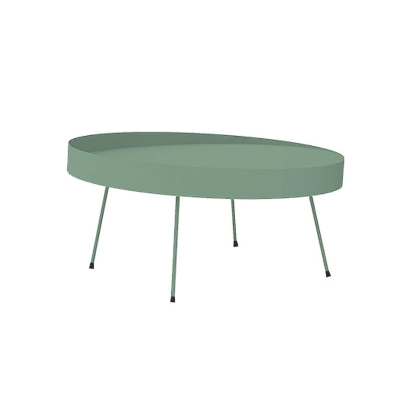 Mid Century Iron Round Coffee Table 2 Pieces Tray Top Cocktail Table Set