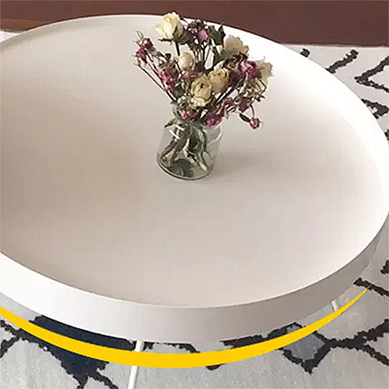 Mid Century Iron Round Coffee Table 2 Pieces Tray Top Cocktail Table Set