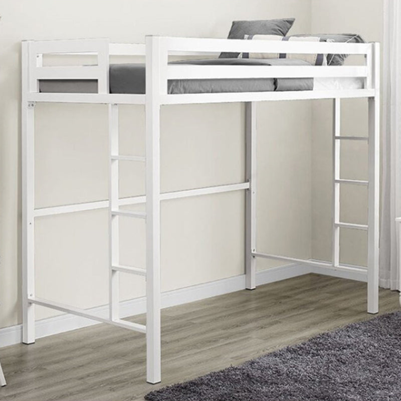 High Loft Bed Contemporary Simple Iron Bed Frame with Guardrail