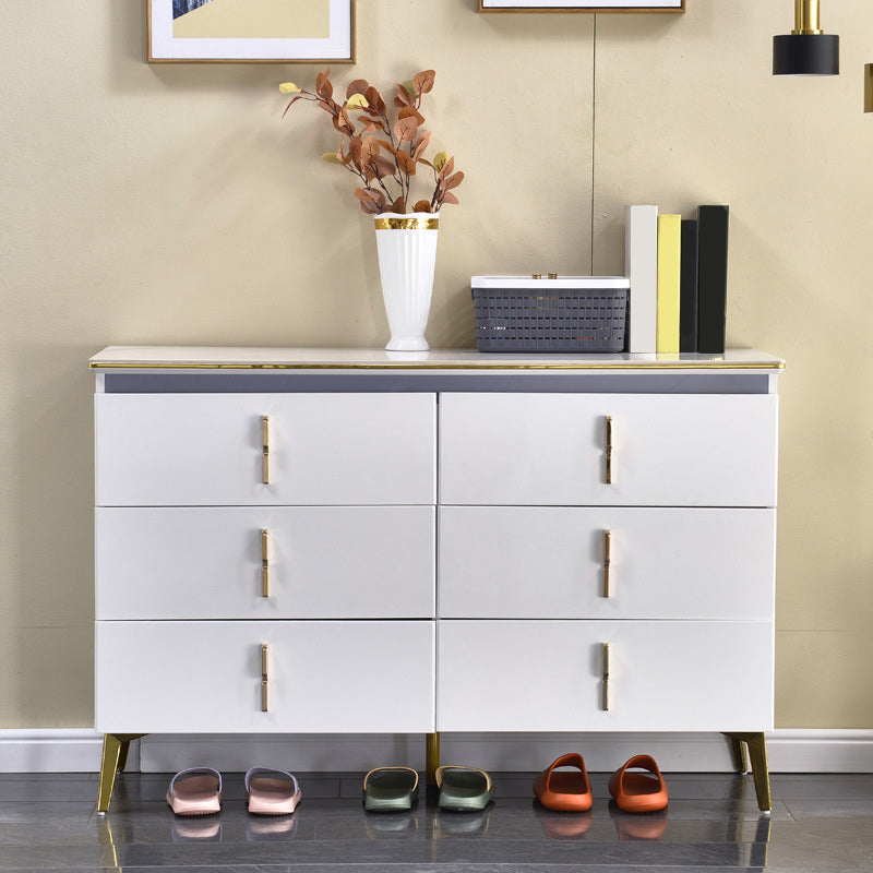 Stone Glam Storage Chest Bedroom Chest in White with Drawers