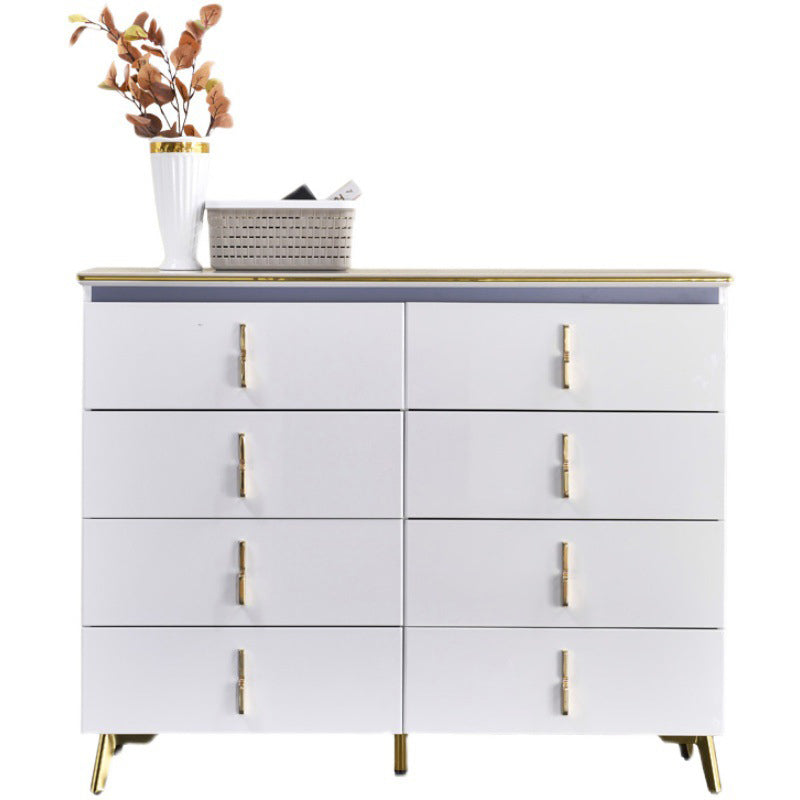 Stone Glam Storage Chest Bedroom Chest in White with Drawers
