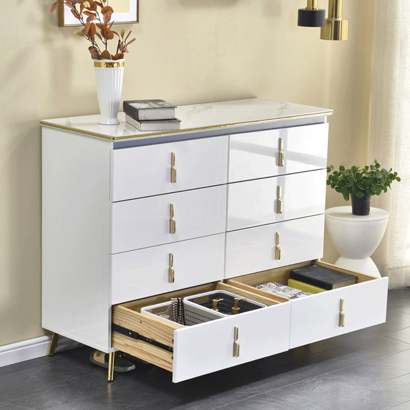Stone Glam Storage Chest Bedroom Chest in White with Drawers