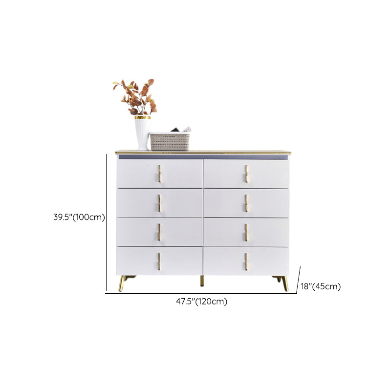 Stone Glam Storage Chest Bedroom Chest in White with Drawers