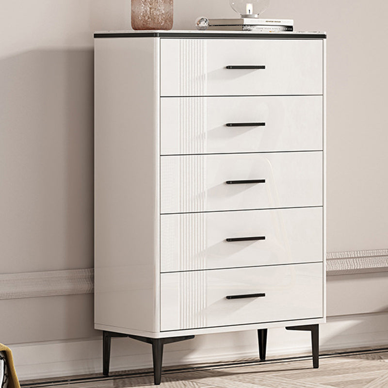Contemporary Bedroom Storage Chest Stone Chest in White with Drawers