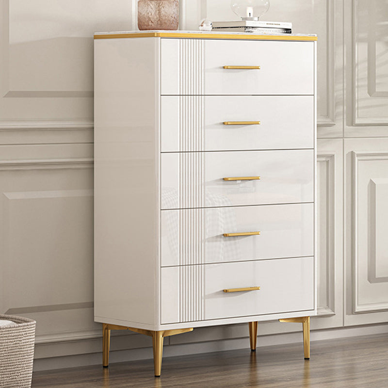 Contemporary Bedroom Storage Chest Stone Chest in White with Drawers