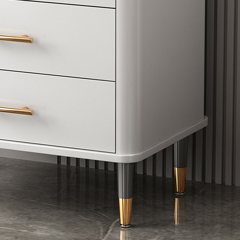 Glam Bedroom Stone Storage Chest Vertical Chest in White with Drawers