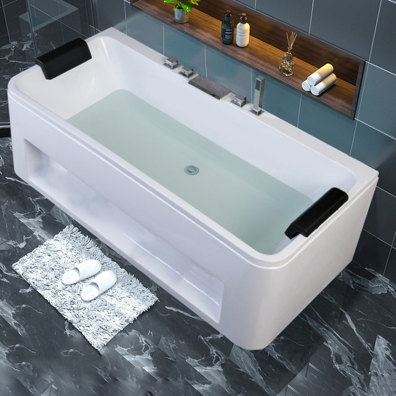 Freestanding Rectangular Bathtub Modern Acrylic Center-Front Drain Placement Tub