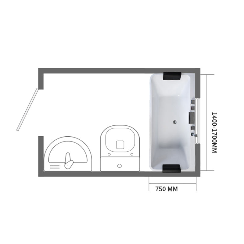 Freestanding Rectangular Bathtub Modern Acrylic Center-Front Drain Placement Tub