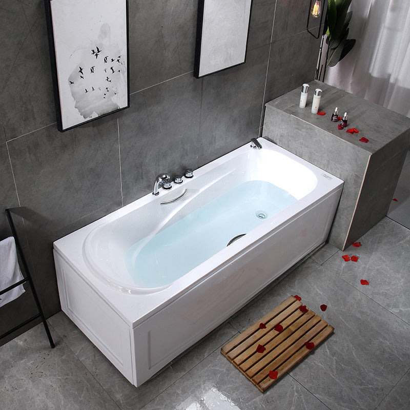 Modern Rectangular Bath Tub White Acrylic Tub with Internal Drain