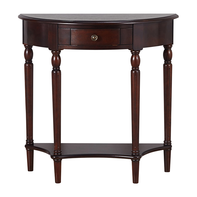 Solid Wood Half Moon Console Table 1-drawer End Table for Hall