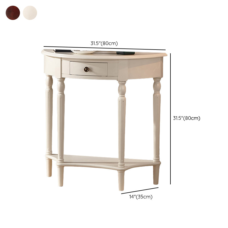 Solid Wood Half Moon Console Table 1-drawer End Table for Hall