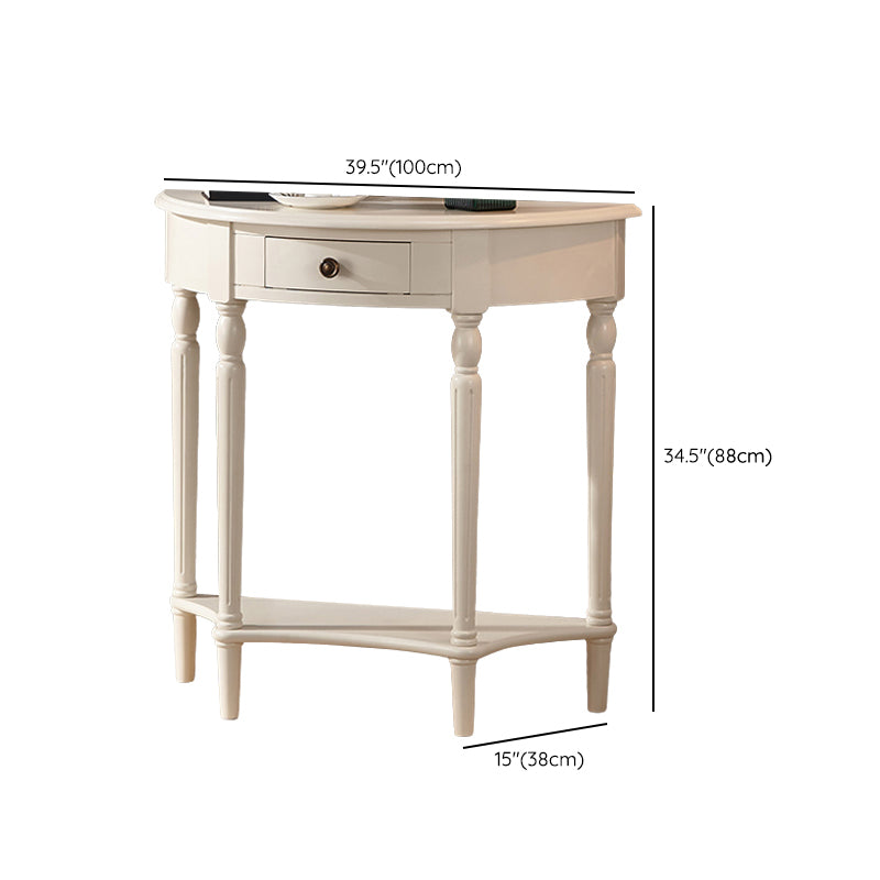 Solid Wood Half Moon Console Table 1-drawer End Table for Hall