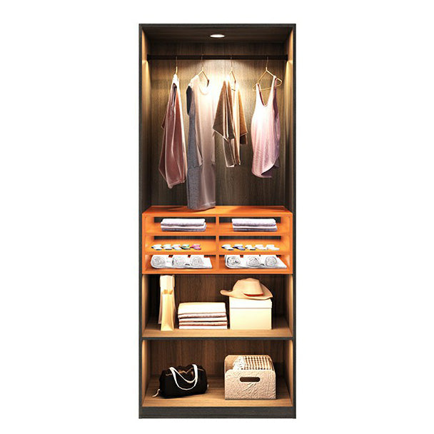 Black Wood Wardrobe with Glass Doors Modern Interior Storage Cabinet