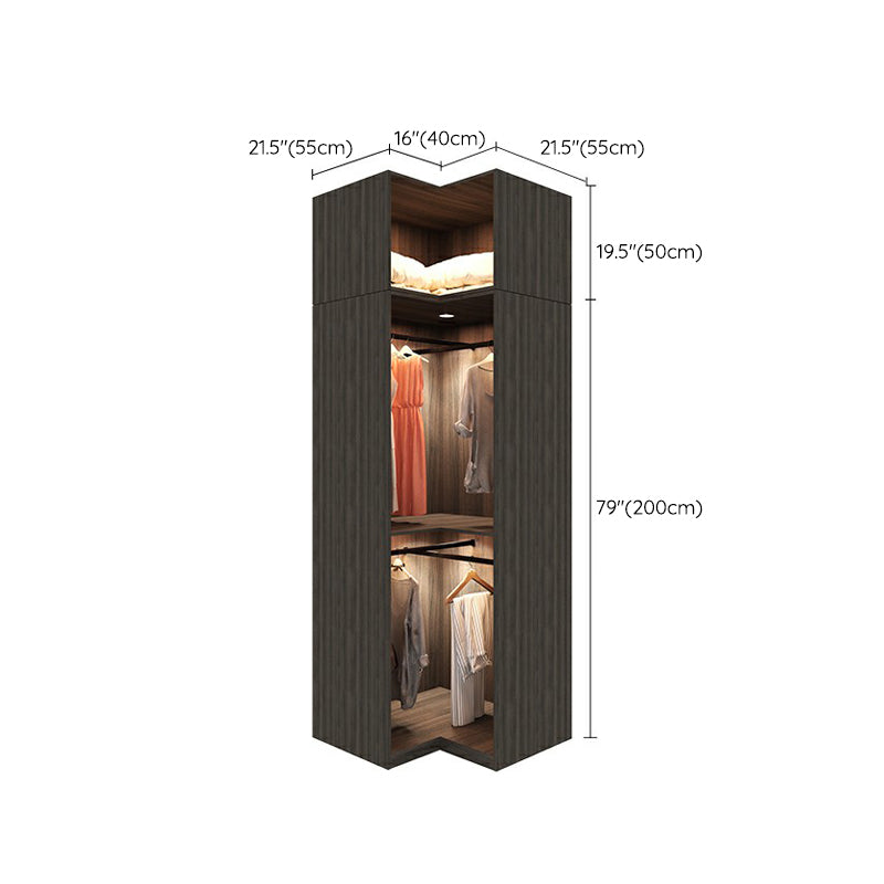 Black Wood Wardrobe with Glass Doors Modern Interior Storage Cabinet