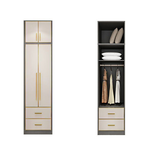 Contemporary Wardrobe Closet with Shelves Engineered Wood Wardrobe Armoire