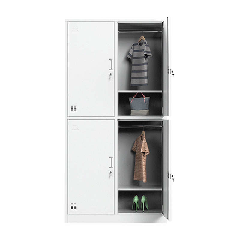 White Steel Cabinet with Hinged Doors Modern Storage Cabinet