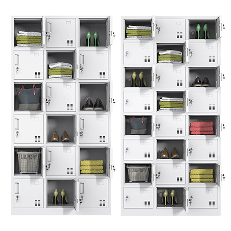 White Steel Cabinet with Hinged Doors Modern Storage Cabinet