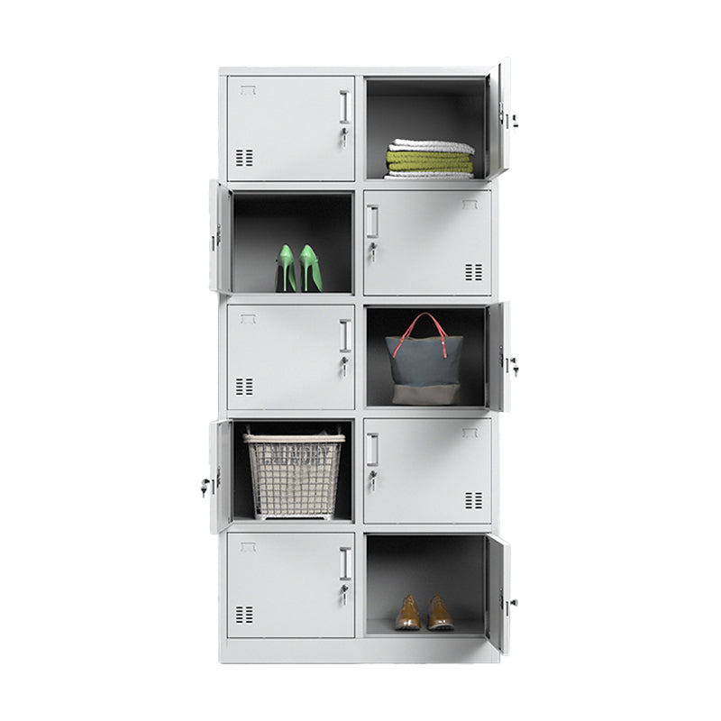 White Steel Cabinet with Hinged Doors Modern Storage Cabinet